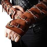 Syktkmx Roller Buckle Pleather Armor Gauntlet Bracers Wristband Arm Guard Armor Cuff Punk Gothic Medieval Costume Gauntlet Vambraces