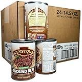 Keystone All Natural Ground Beef 14 Ounce Long Term Emergency Survival Food Canned Meat | Fully Cooked Ready to Eat | Gluten Free Family Pack of 24