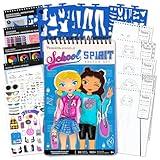 Fashion Angels School Spirit Sketch Set, Includes Sketch Pad with Stencils & Stickers, Fashion Design Sketch Book for Girls, Ideal Drawing Kit for Kids