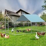 MODCART Large Metal Chicken Coop Run, Outdoor Walk-in Poultry Cage with Waterproof & Anti-UV Cover, for Outdoor Backyard Farm (13" L x 10" W x 6.5" H)