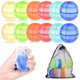 12PCS Reusable Water Balloons Set - 6 Colors Silicone Refillable Splash Balls for Kids Outdoor Summer Activities, Pool Beach Water Games, Fast Self-Sealing Water Bomb Toys