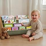 ZICOTO Decorative Wooden Bookshelf for Kids Rooms - Keeps Plenty of Books Neatly Organized & Within Reach for Toddlers - Easy Install Montessori Book Shelf for Baby's Bedroom or Playroom Decor