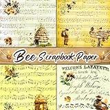Bee Scrapbook Paper: 20 Double-Sided, 40 Sheets of Vintage Bee-Themed Sheet Music Craft Paper. Perfect for DIY, Origami, Collage, Junk Journals, and Ephemera, Decoupage, and Mixed Media Art.