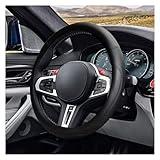 LAINLOY 14.5"-15" Car Steering Wheel Cover, Microfiber Leather Cover, Anti-Slip Breathable Steering Wheel Decoration, Universal Steering Wheel Accessories for Diverse Cars (Black)