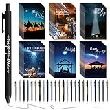 Qilery Christmas Nativity Christian Gifts Nativity Jesus Notepads Bible Verse Ballpoint Pens Religious Notebooks Pens Holy Holiday Gifts for Church Women Men Scripture Christmas Dinner Gift(24 Set)