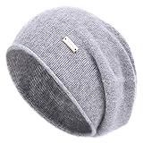jaxmonoy Slouchy Knit Beanie Hat for Women Winter Soft Warm Lightweight Ladies Slouch Knitted Skull Beanies Cap - Light Grey