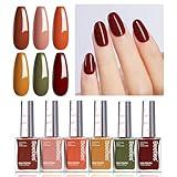 Beetles Fall Nail Polish Set P180, 6 Color Red Yellow Green Quick Air Dry Nail Polish, Natural Nail Lacquer Manicure DIY Nail Art Salon Gift For Women