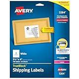 Avery Printable Shipping Labels with Sure Feed, 3-1/3" x 4", White, 150 Blank Mailing Labels (5264)