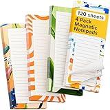 X-bet MAGNET Magnetic Notepads for fridge 120 sheets, grocery list pad for fridge, double gummed paper with color printing, magnetic shopping list pad for fridge (4 pack 30 sheets)