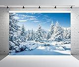 BELECO 10x6.5 ft Fabric Winter Landscape Backdrop Snowfall White Spruces Wintry Scene Alps Photography Backdrop for Christmas New Year Event Party Decorations Celebration Background Photo Studio