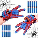 Genqiang Spider Web Shooter, 2 Sets Wrist Launcher Toys with Superhero Glove, Kids Cosplay Costume, Halloween Christmas Birthday Decorations Gift for Boys Girls