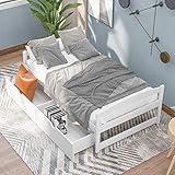 Merax Multifunctional Wood Daybed with Drawers Sofa Storage Bed with Headboard/Space Saving/No Box Spring Needed White