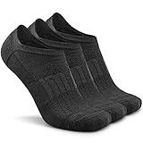 Busy Socks Wool No Show Loafer Athletic Fitness Socks Men, Women's Plus Size Lightweight Stay Up Wool Ankle No-Show Running Cycling Socks, 3 Pairs, Large, Dark Grey