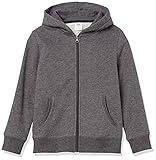 Amazon Essentials Boys' Fleece Zip-Up Hoodie Sweatshirt, Charcoal/Grey Heather, Medium