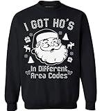 Awkwardstyles I Got Hos in Different Area Codes Sweater Ugly Christmas Crewneck M Black