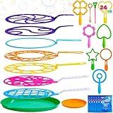 JOYIN Big Bubble Wands Set Bulk for Kids Summer Outdoor Activity Party Favors, 18 Pcs Giant Bubble Maker with Tray, 12" Large, 6 Pcs Solution Suitable for All Age People