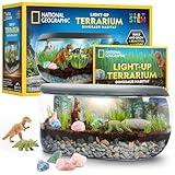 NATIONAL GEOGRAPHIC Light Up Terrarium Kit for Kids - Build a Dinosaur Habitat with Real Plants & Gemstones, Science Kit Gift for Boys & Girls, Dinosaur Toys for Kids (Amazon Exclusive)