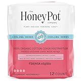 The Honey Pot Company - Herbal Postpartum Pads w/Wings - Infused w/Essential Oils for Cooling Effect, Organic Cotton Cover, & Ultra-Absorbent - Feminine Care - 12ct