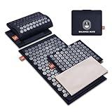 Balance Mate Acupressure Mat & Pillow – Natural Back & Neck Pain Relief, Stress Relief, and Better Sleep Kit (Includes Pillow & Carry Bag, Deep Black).
