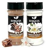 Syruvia Coffee Topping Variety Pack - Chocolate Crisp, French Vanilla Shakeable Topping Jars - (Pack of 2)