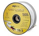 18AWG Low Voltage LED Cable 3 Conductor White Sleeve in-Wall Speaker Wire UL/cUL Class 2 (500 ft Reel)