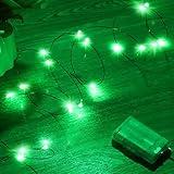 Ariceleo Mini St. Patrick's Day Fairy Lights Battery Operate, 1 Pack Copper Wire 3*AAA Battery Powered Led Starry Fairy String Lights for Bedroom, Christmas, Party, Wedding, Decoration(5m/16ft Green)