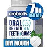 Probiotiv Oral Probiotics for Mouth Bad Breath 7 Billion CFU – Chewable Dental Probiotic for Teeth and Gums & Fresh Breath, Combats Dry Mouth, Halitosis & Supports Gut Health (30 Count (Pack of 1))