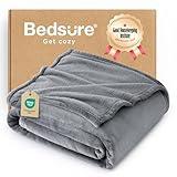 Bedsure Fleece Throw Blanket for Couch Grey - Lightweight Plush Fuzzy Cozy Soft Blankets and Throws for Sofa, 50x60 inches