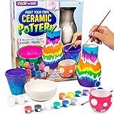 Made By Me Paint Your Own Ceramic Pottery, Fun Ceramic Painting Kit for Kids, Paint Your Own Ceramic Pottery Dish, Flower Pot, Vase & Bowl, Great Staycation Activity for Kids Ages 6, 7, 8, 9, Multi