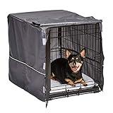 New World Small Dog Crate Cover, Polyester Privacy Kennel Cover Fits Most 24-inch Crates, Light Gray, Machine Washable, Reduces Barking & Chewing