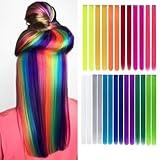 26 Packs Colored Hair Extensions 20Inch Straight Multi-Colors Party Highlights Clip In Hair Extension Synthetic Rainbow Hairpieces for Girls Kids Gift(13 colored)