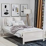 Twin Platform Bed,Wood Bed Frame with Headboard and Footboard Mattress Foundation Single Bed Platform for Boys, Girls, Kids, Young Teens and Adults,White