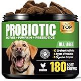 Probiotics for Dogs - Dog Probiotics with 5 Enzymes & 4 Prebiotics for Itchy Skin, Pet Probiotics lab for Digestion & Gut Support, Helps Diarrhea, Yeast Infection, Allergies & Immune System -180 Chews