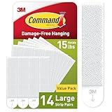 Command Large Picture Hanging Strips, White, Holds up to 16 lbs, 14-Pairs, Easy to Open Packaging