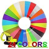 24 Assorted Colors 3D Pen Filament Refills PLA 1.75mm, Each Color 5 Meters (16 Feet), dikale 3D Printing Pen Filament Packs for Kids, Total 120 Meters-Bonus 250 Stencils eBooks