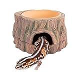 CAVACHEW 3 in 1 Reptile Hide Cave with Detachable Base & Humidity Dish, Essential Tank Terrarium Decor Humid Hideout Accessories for Small Reptiles Crested Gecko, Leopard Gecko, Lizard, Snake, Crabs