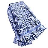 String Mop Heads Replacement Heavy Duty Commercial Grade Blue Cotton Looped End Wet Industrial Cleaning Mop Head Refills (1, Medium)