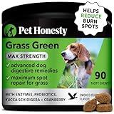 PetHonesty Grass Green Max Strength Burn Spot Chews for Dogs - Premium Formula - Dog Pee Lawn Spot Saver Supplement Caused by Dog Urine, Supports Healthy Digestion w/Probiotics + DL-Methionine - 90ct