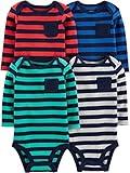 Simple Joys by Carter's Baby Boy's 4-pack Long Sleeve Bodysuits Shirt, stripes, 18 Months