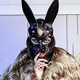 Bmirth Leather Rabbit Mask Punk Black Cat Masks Cat Head Mask Fox Mask Animal Half Face Adjustable Mask Halloween Party Masquerade Prom Face Decorative (Black1)