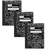 Mead Composition Notebooks, 3 Pack, College Ruled Paper, 9-3/4" x 7-1/2", 100 Sheets per Comp Book, Black Marble (38111)