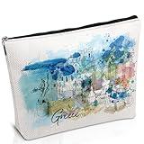 Luvsweets Greece Travel Souvenirs Gifts - Greece Travel Essentials Cosmetic Bags Gift, Greek Vacation Must Have Makeup Bags Toiletry Zipper Pouch, Greek Travelers Honeymoon Present for Women Girls