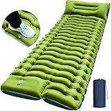 FUN PAC Camping Sleeping Pad, Ultralight Camping Mat with Pillow, Built-in Foot Pump Inflatable Sleeping Pads Compact for Camping Backpacking Hiking Traveling Tent,Single,Green.