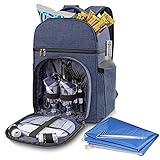 Vogano Picnic Backpack Bag for 2 Person with Insulated Cooler Compartment,with Lightweight Blanket,Cutlery Set,Beach Camping Lunch Pack