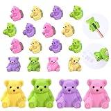 succulentlovers 20 PCS Bear Pencil Sharpeners with Eraser, 2 in 1 Single Hole Manual Crayon Sharpener and Eraser, Cartoon Student Handheld Eraser Pencil Sharpener for School Office Home Supplies