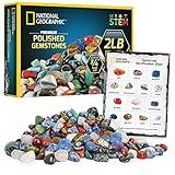 NATIONAL GEOGRAPHIC Premium Polished Stones - 2 Pounds of 3/4-Inch Tumbled Stones and Crystals Bulk, 4500+ Carats, Gemstones for Kids, Rock and Mineral Kit, STEM Toys