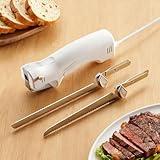 ZIMOMOTA Electric Knife for Meat Slicing, Electric Bread Knife with 4 Stainless Steel Blades, Electric Kitchen Knife for Cutting Meats, Poultry, Bread, Crafting Foam & More（White）
