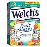 Welch's Fruit Snacks, Fruit Punch & Island Fruits Variety Pack, Perfect Stocking Stuffer, Bulk Pack, Gluten Free, Individual Single Serve Bags, 0.8 oz (Pack of 40)