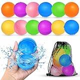 SOPPYCID 12Pcs Reusable Water Balloons, Pool Beach Water Toys for Boys and Girls, Outdoor Summer Toys for Kids Ages 3-12, Magnetic Water Ball for Outdoor Activities