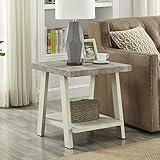 Roundhill Furniture Athens Contemporary Two-Tone Wood Shelf End Table, Weathered Gray and Beige